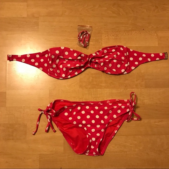 Other - Polka dot bikini top + bottom (swim)